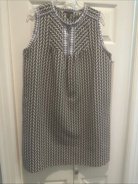 J. Crew Black & White Sleeveless Geometric Shift Dress